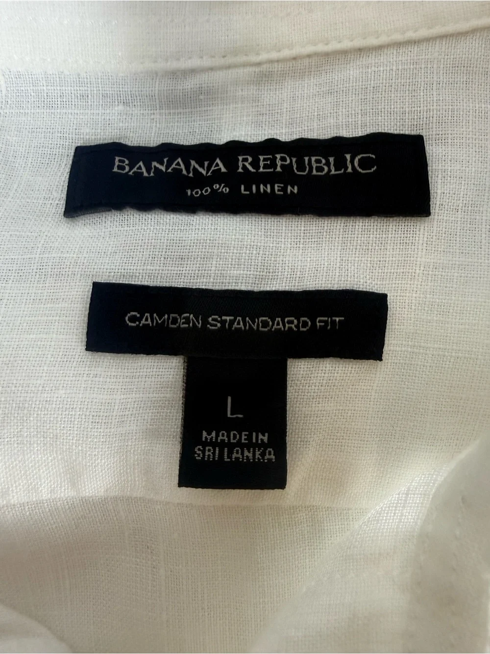 Banana Republic Men’s White Linen Button-Down Shirt Camden Standard Fit L